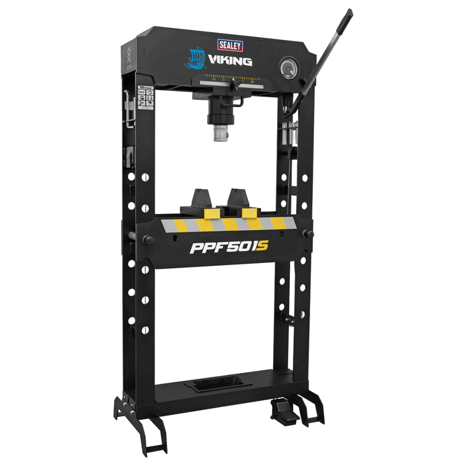 Sealey Viking Air/Hydraulic Press 50 Tonne Floor Type with Sliding Ram and Foot Pedal Model No- PPF501S