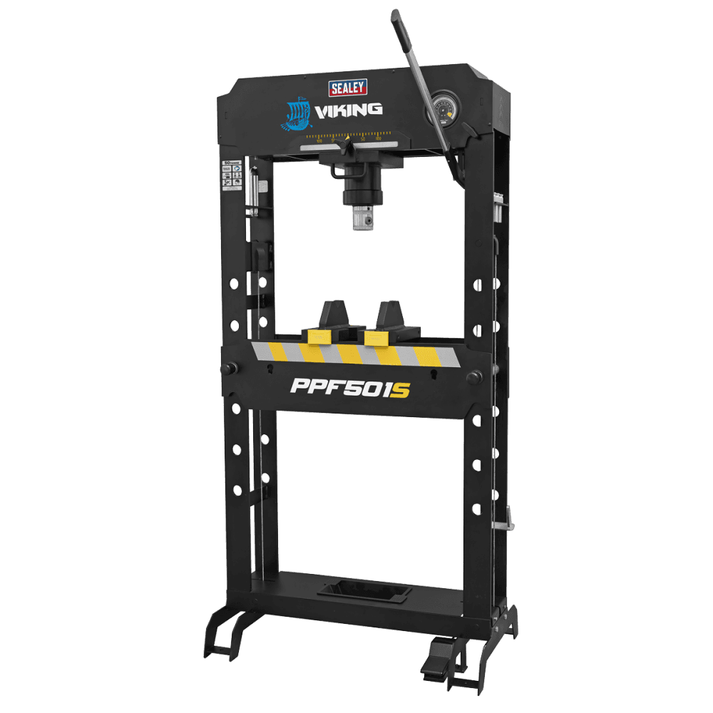Sealey Viking Air/Hydraulic Press 50 Tonne Floor Type with Sliding Ram and Foot Pedal Model No- PPF501S