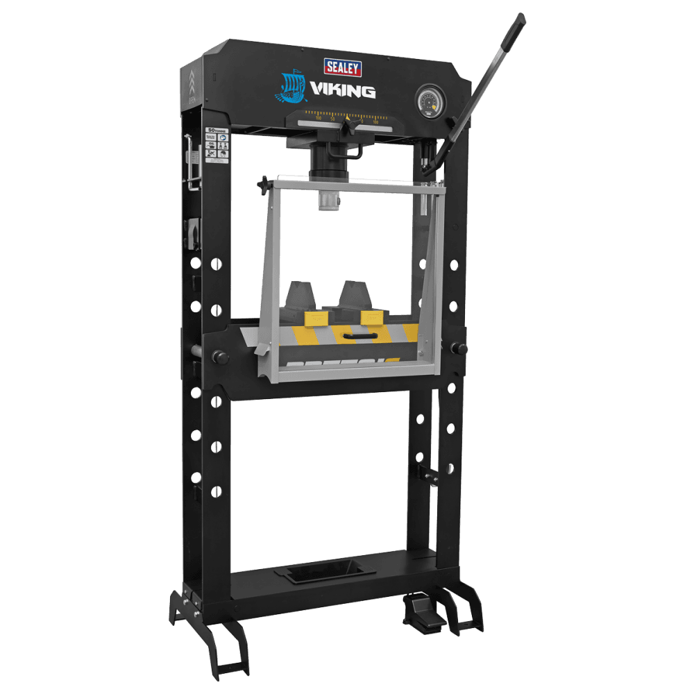 Sealey Viking Air/Hydraulic Press 50 Tonne Floor Type with Sliding Ram and Foot Pedal Model No- PPF501S