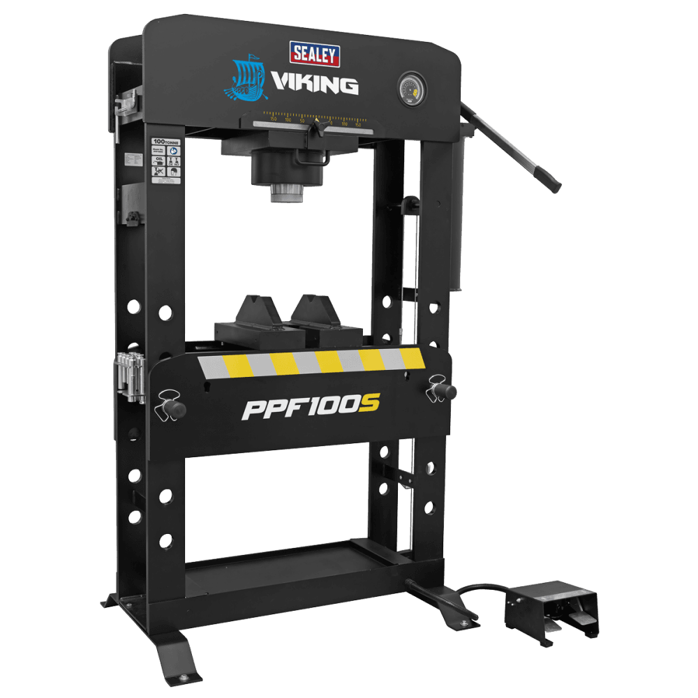 Sealey Viking Air/Hydraulic Press 100 Tonne Floor Type with Sliding Ram and Foot Pedal Model No- PPF100S