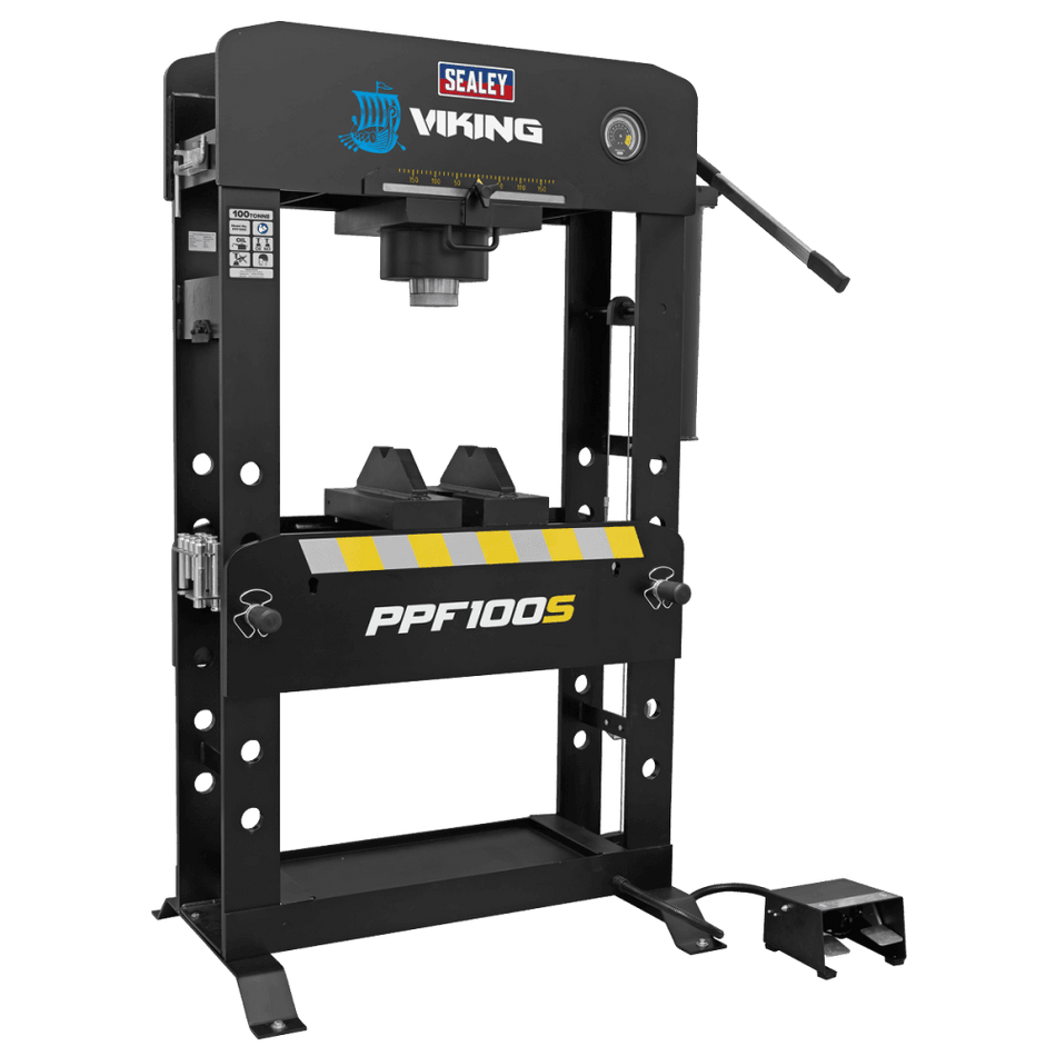 Sealey Viking Air/Hydraulic Press 100 Tonne Floor Type with Sliding Ram and Foot Pedal Model No- PPF100S