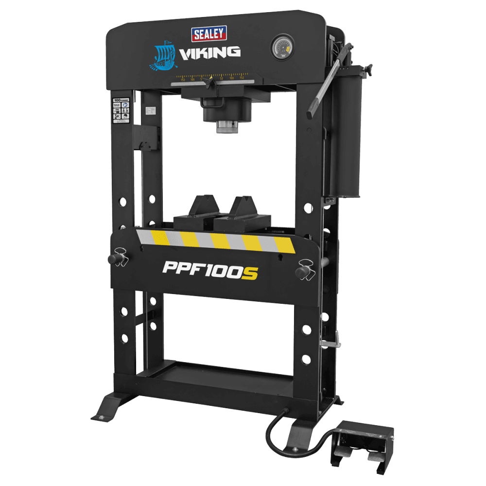 Sealey Viking Air/Hydraulic Press 100 Tonne Floor Type with Sliding Ram and Foot Pedal Model No- PPF100S