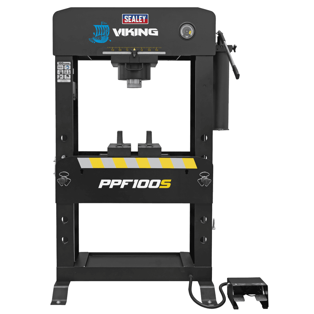 Sealey Viking Air/Hydraulic Press 100 Tonne Floor Type with Sliding Ram and Foot Pedal Model No- PPF100S