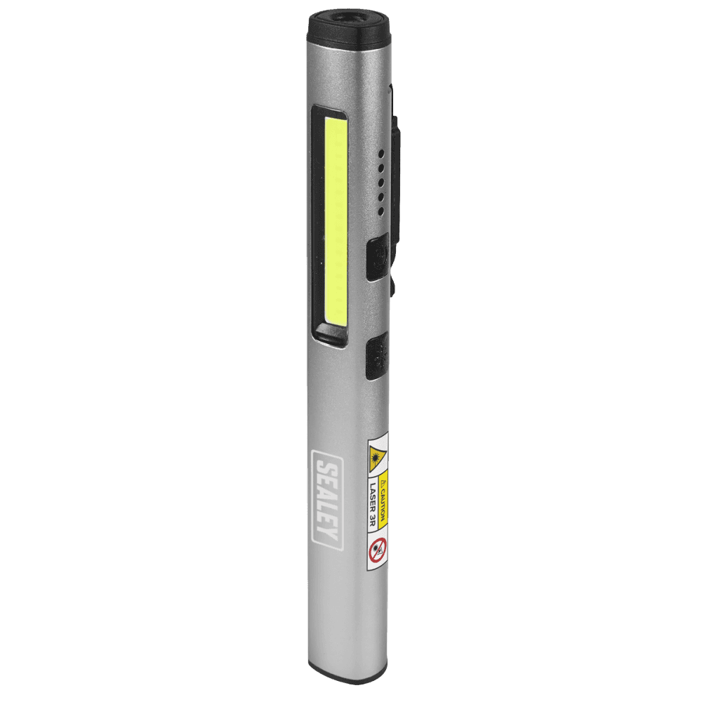 Sealey Penlight Torch with UV 5W COB & 3W SMD LED with Laser Pointer Rechargeable Model No- LED450UV