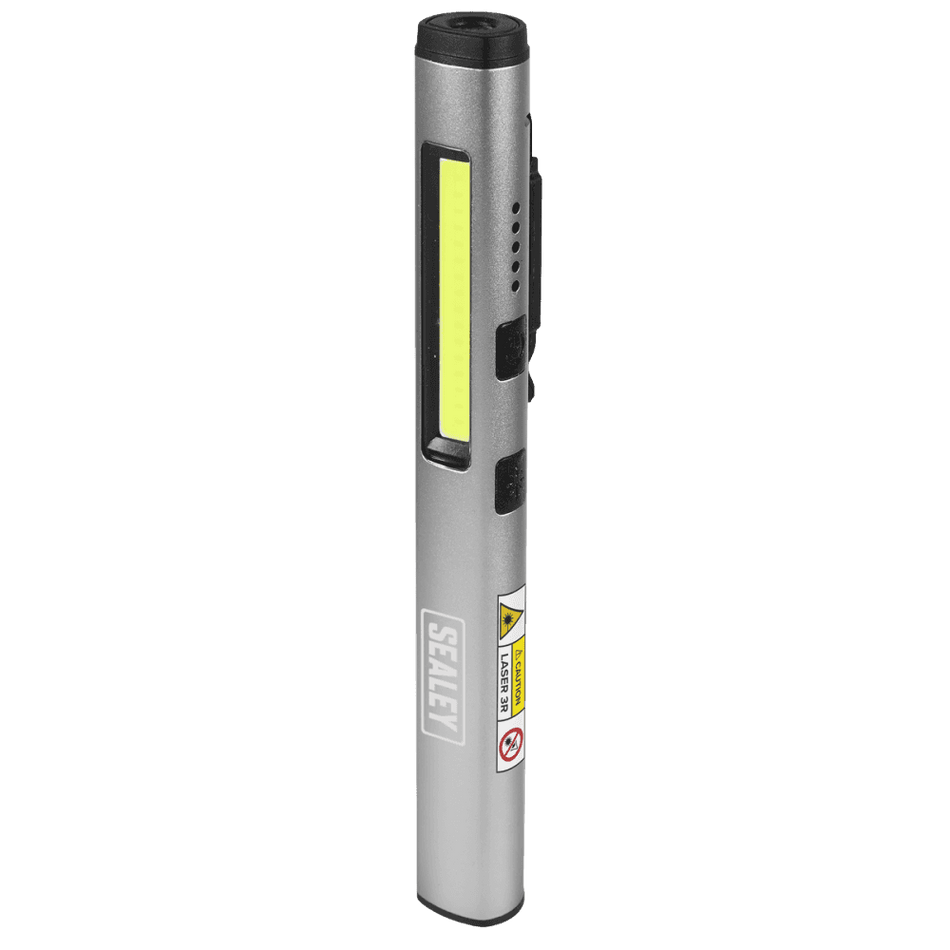 Sealey Penlight Torch with UV 5W COB & 3W SMD LED with Laser Pointer Rechargeable Model No- LED450UV