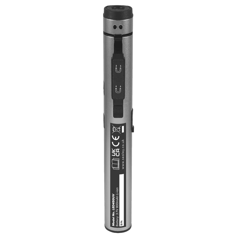 Sealey Penlight Torch with UV 5W COB & 3W SMD LED with Laser Pointer Rechargeable Model No- LED450UV