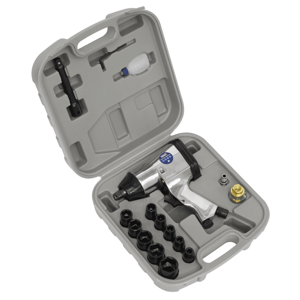 Sealey Air Impact Wrench Kit with Sockets 1/2"Sq Drive Model No-SA2/TS