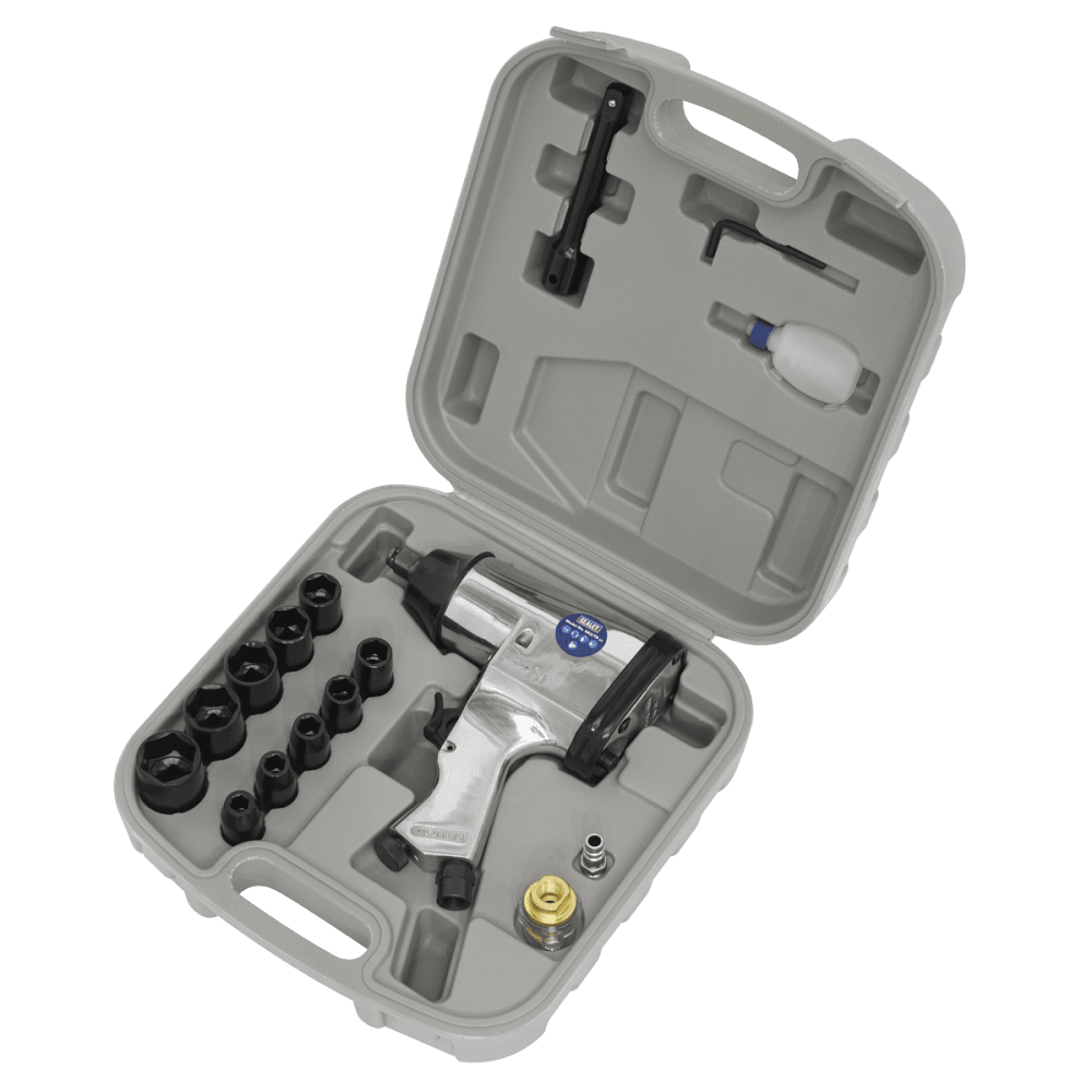 Sealey Air Impact Wrench Kit with Sockets 1/2"Sq Drive Model No-SA2/TS