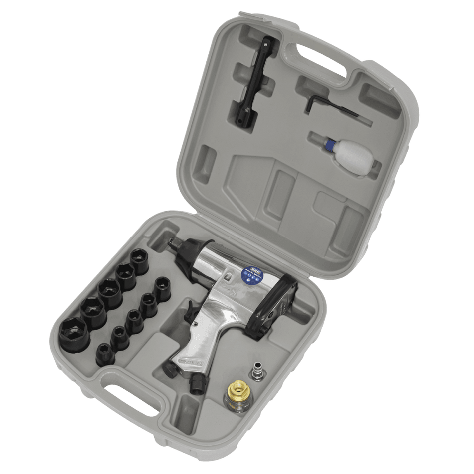 Sealey Air Impact Wrench Kit with Sockets 1/2"Sq Drive Model No-SA2/TS
