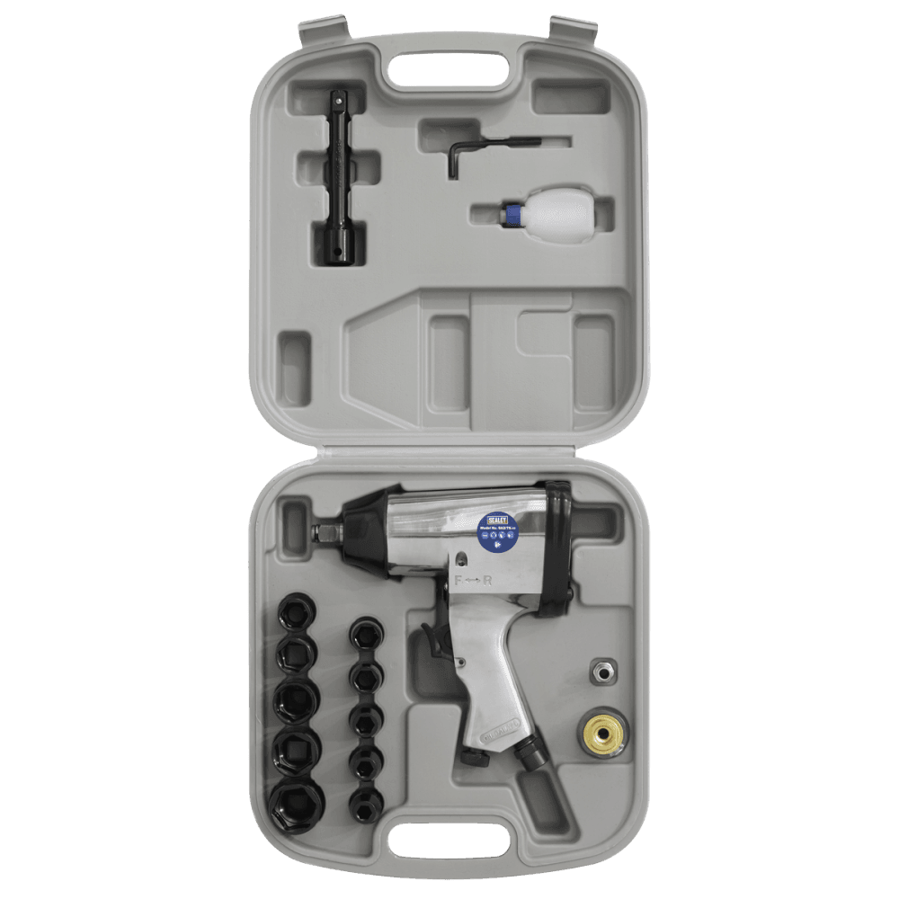 Sealey Air Impact Wrench Kit with Sockets 1/2"Sq Drive Model No-SA2/TS