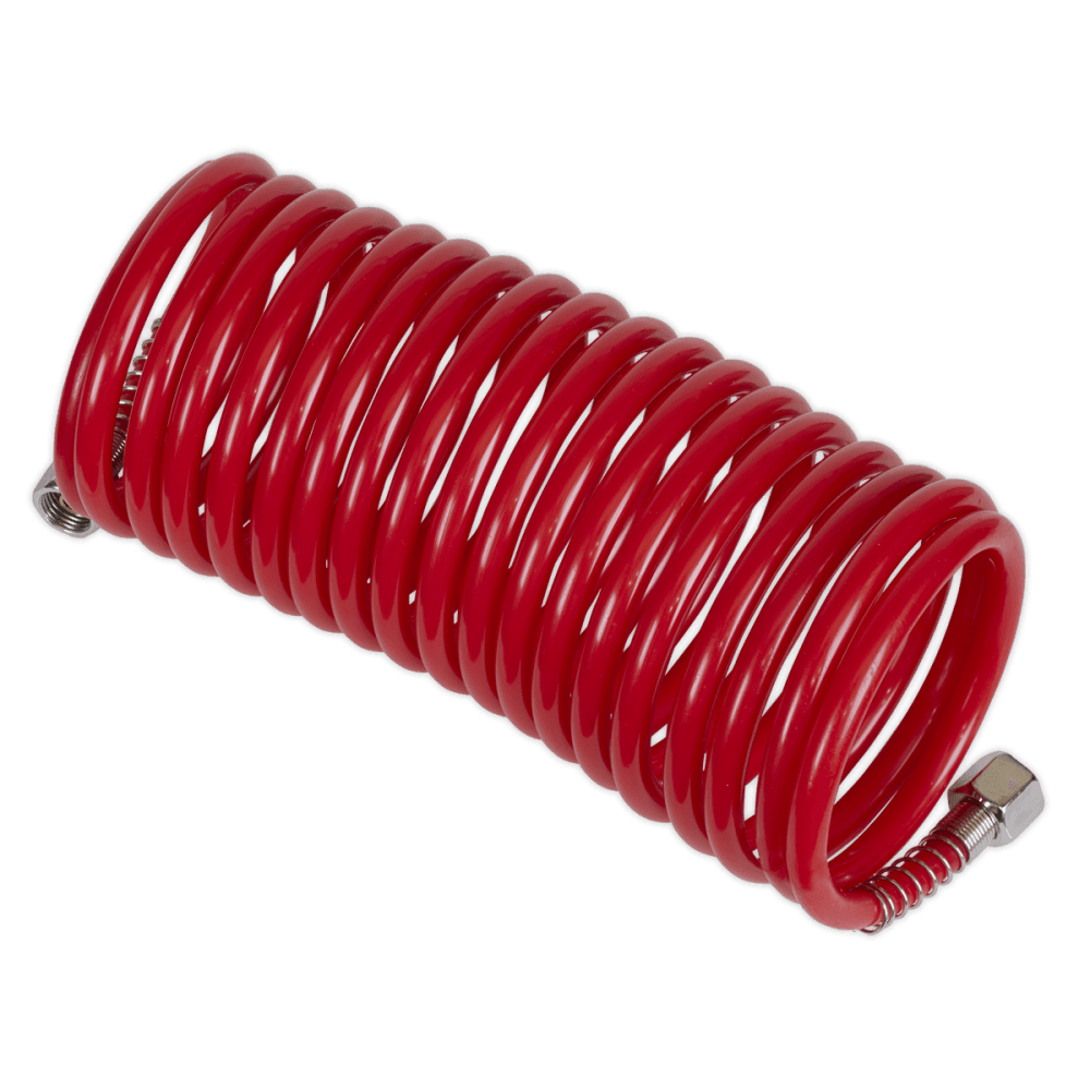 Sealey PU Coiled Air Hose 5mtr x 5mm with 1/4"BSP Unions Model No-SA335