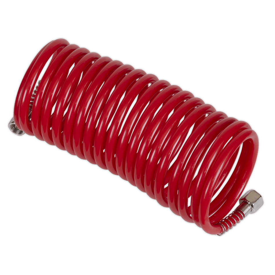 Sealey PU Coiled Air Hose 5mtr x 5mm with 1/4"BSP Unions Model No-SA335