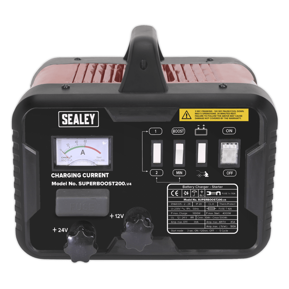 Sealey Starter/Charger 200/45Amp 12/24V 230V Model No-SUPERBOOST200