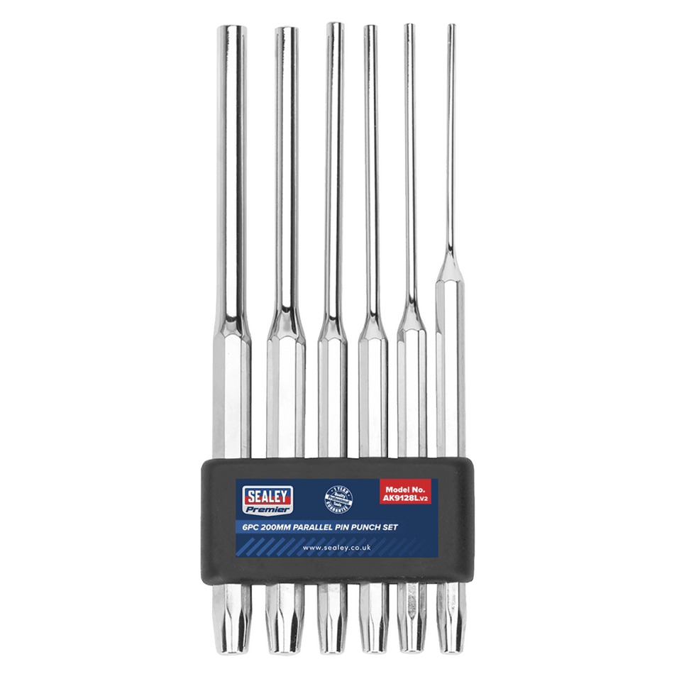 Sealey Parallel Pin Punch Set 6pc 200mm Model No-AK9128L