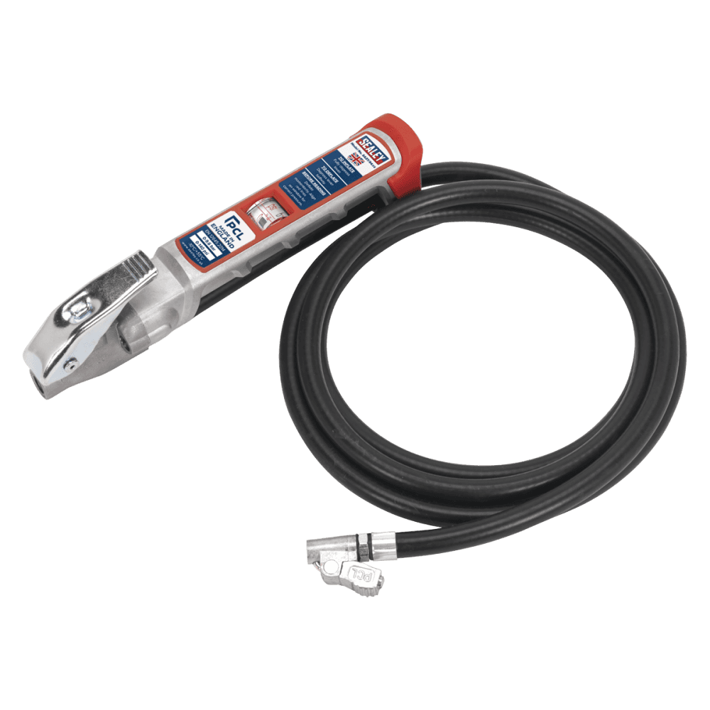 Sealey Professional Tyre Inflator with 2.75mtr Hose & Clip-On Connector Model No-SA37/94