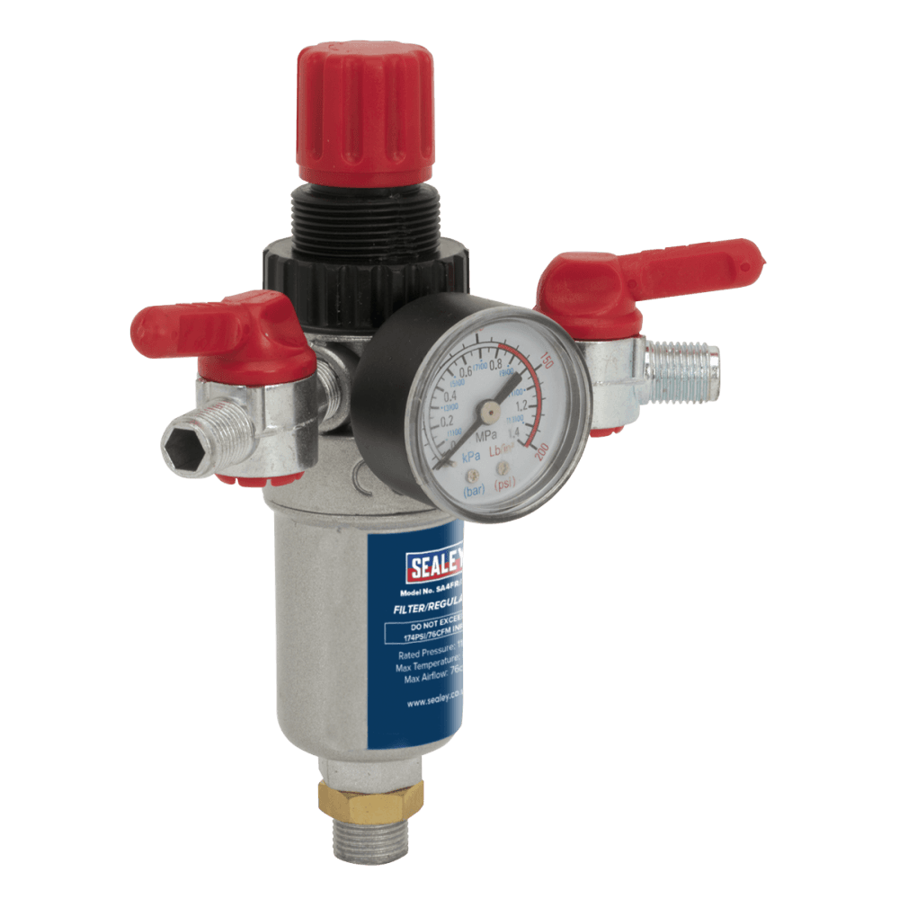Sealey Air Filter/Regulator 3/8"BSP Male - 1/4"BSP Male Model No-SA4FR/38