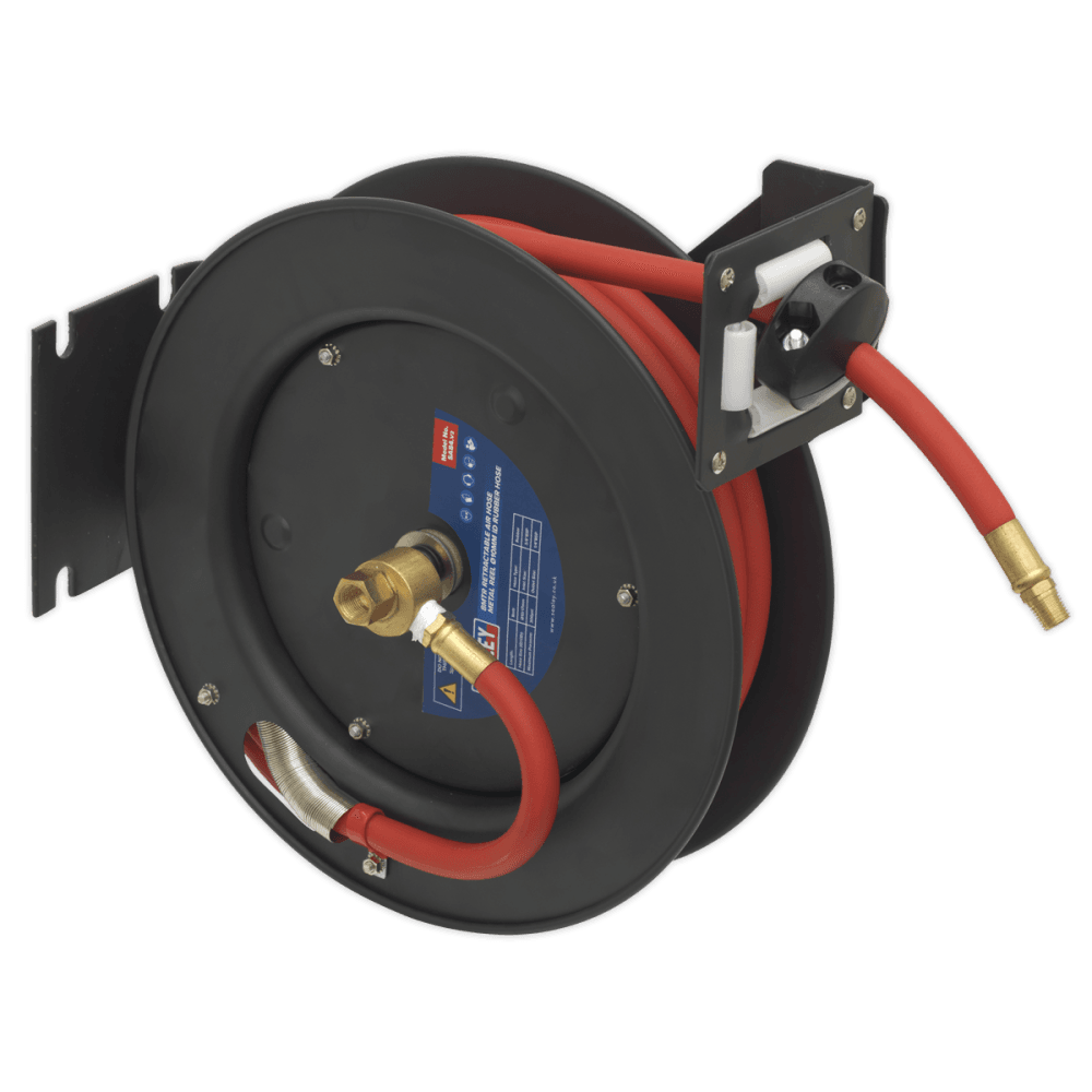 Sealey Retractable Air Hose Steel Reel 8mtr 10mm ID Rubber Hose Model No-SA84