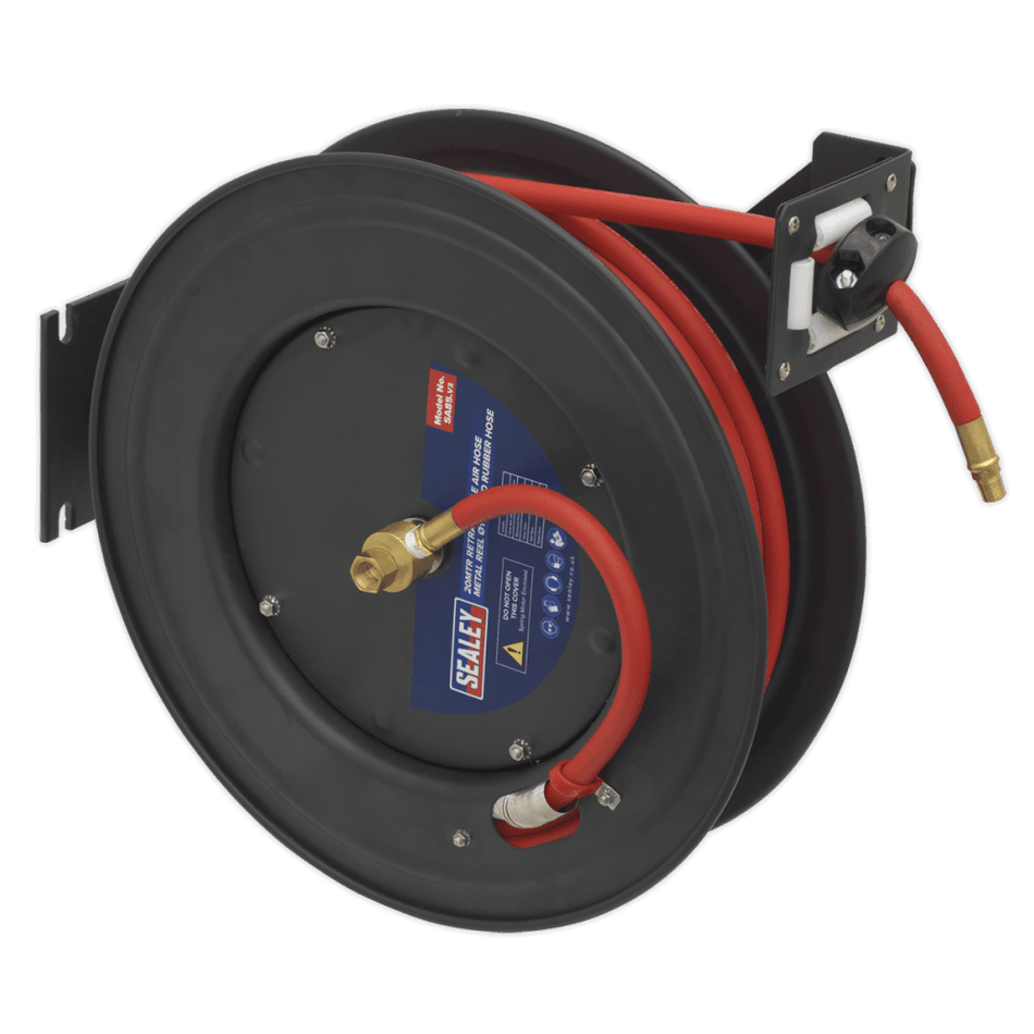 Sealey Retractable Air Hose Steel Reel 20mtr 10mm ID Rubber Hose Model No-SA85