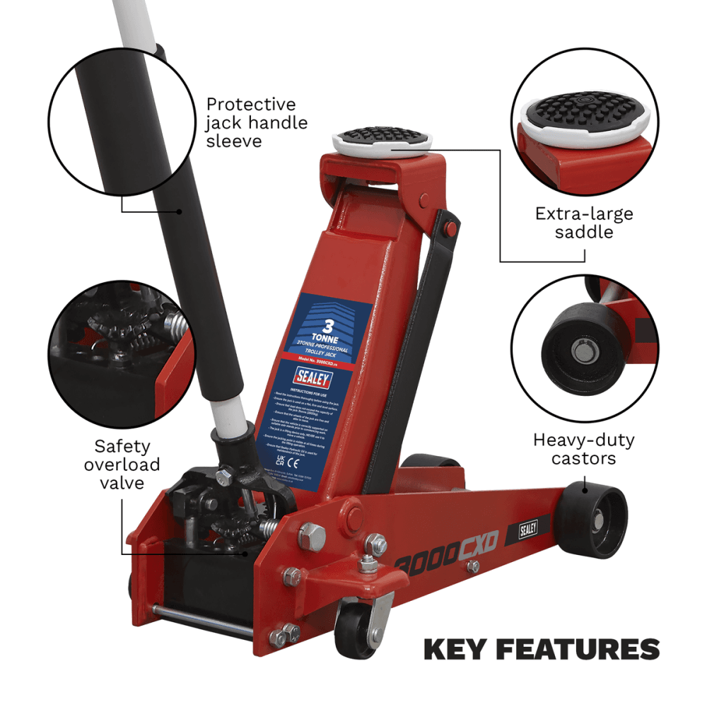 Sealey Trolley Jack 3tonne Standard Chassis Model No-3000CXD