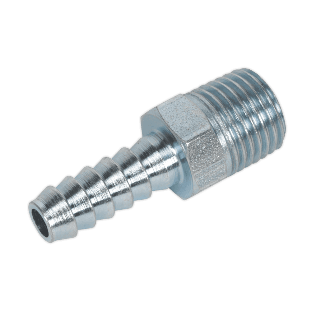 Sealey Screwed Tailpiece Male 1/4"BSPT - 1/4" Hose Pack of 5 Model No-AC08
