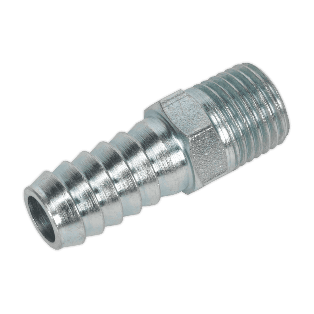 Sealey Screwed Tailpiece Male 1/4"BSPT - 3/8" Hose Pack of 5 Model No-AC09