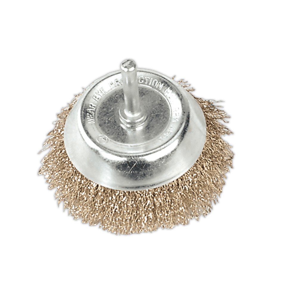 Sealey Wire Cup Brush 75mm with 6mm Shaft Model No-SCB75