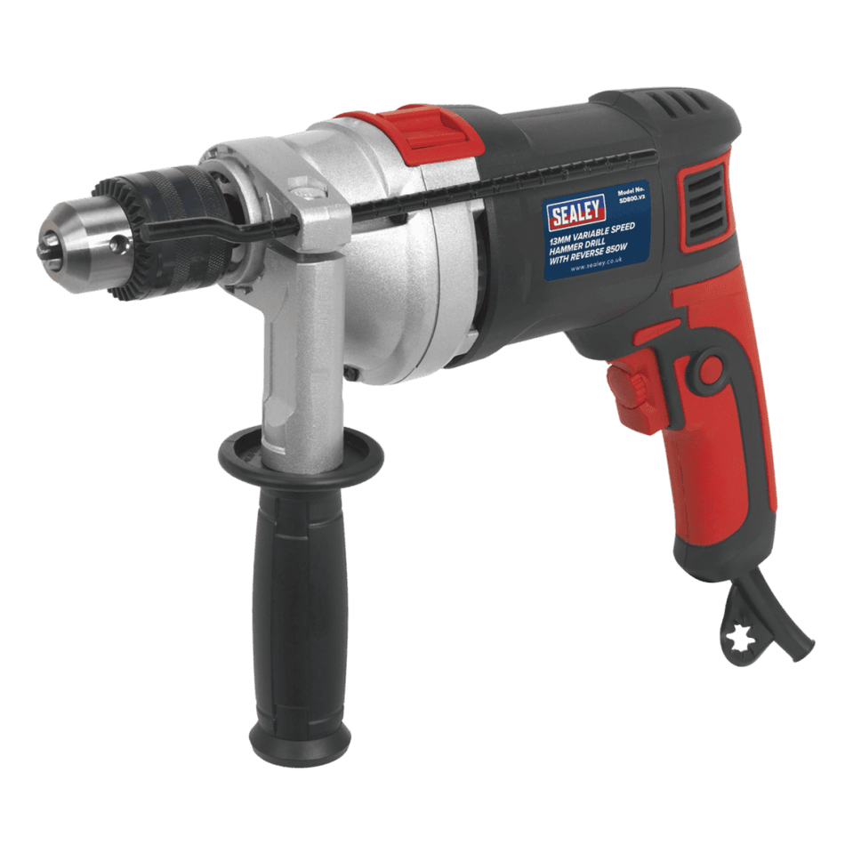 Sealey Hammer Drill 13mm Variable Speed with Reverse 850W/230V Model No-SD800