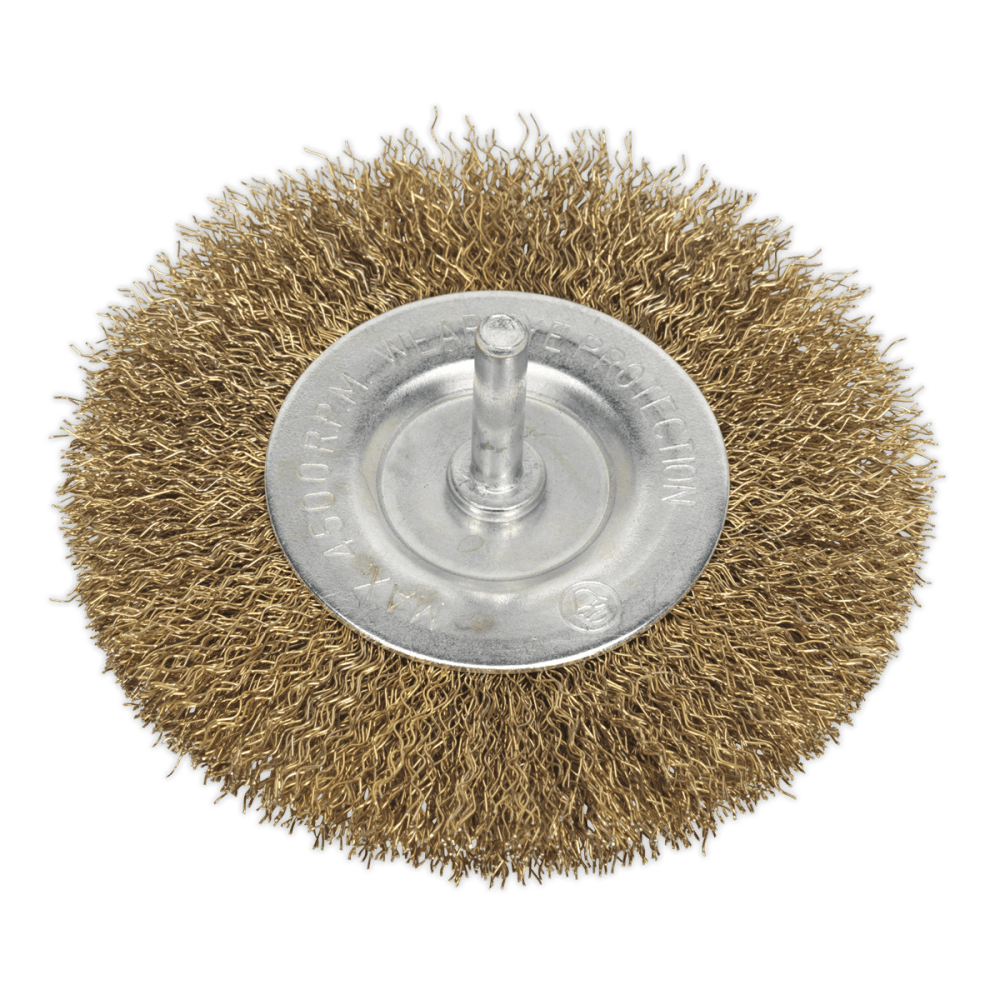 Sealey Flat Wire Brush 100mm with 6mm Shaft Model No-SFB100