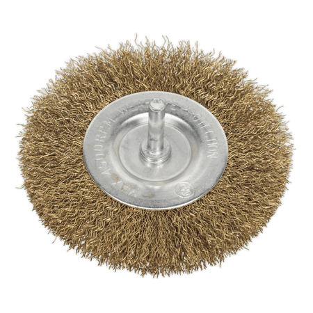 Sealey Flat Wire Brush 100mm with 6mm Shaft Model No-SFB100