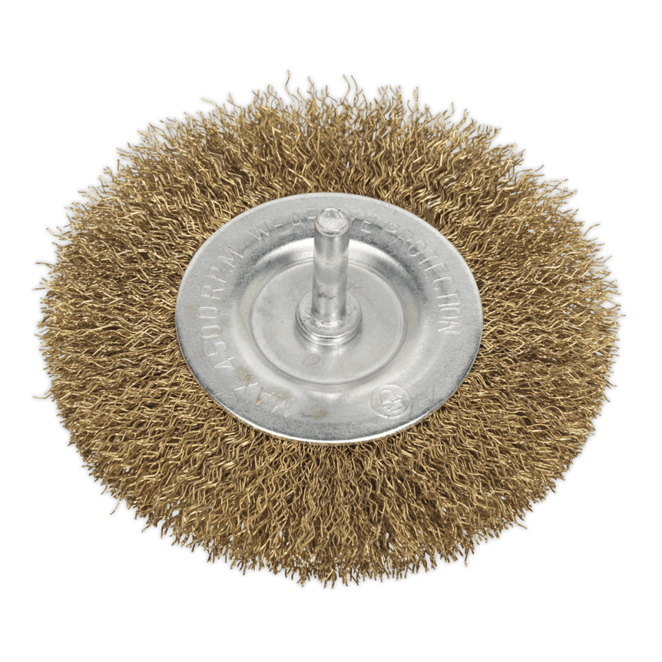 Sealey Flat Wire Brush 100mm with 6mm Shaft Model No-SFB100