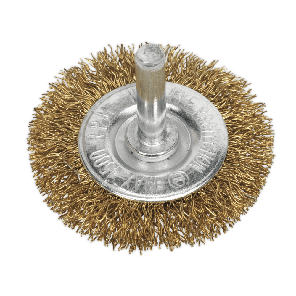 Sealey Flat Wire Brush 50mm with 6mm Shaft Model No-SFB50