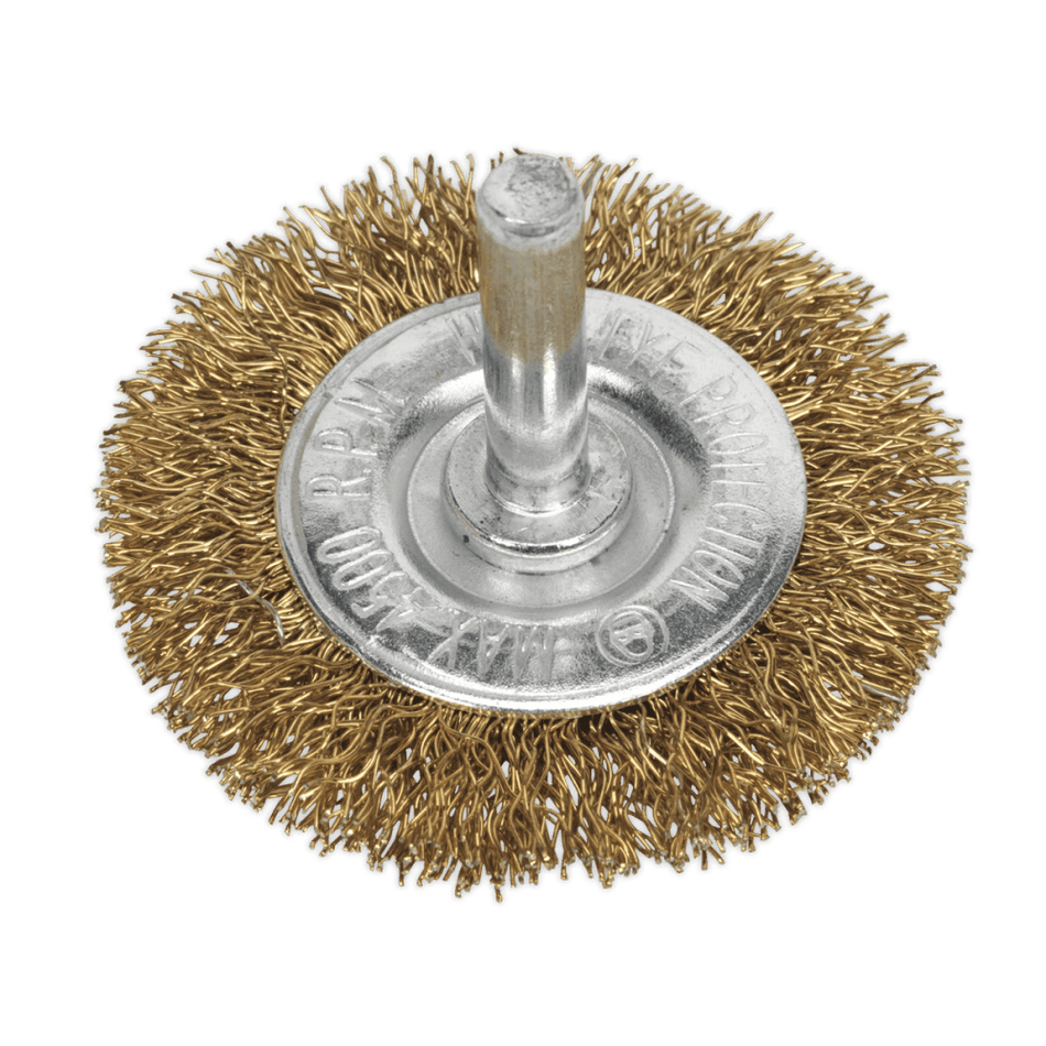 Sealey Flat Wire Brush 50mm with 6mm Shaft Model No-SFB50