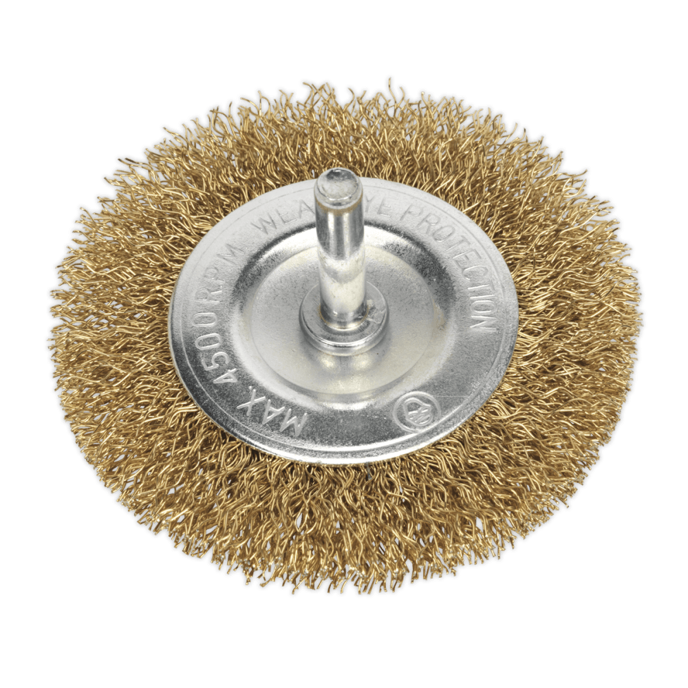Sealey Flat Wire Brush 75mm with 6mm Shaft Model No-SFB75