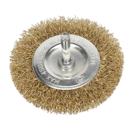 Sealey Flat Wire Brush 75mm with 6mm Shaft Model No-SFB75