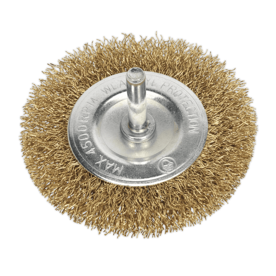 Sealey Flat Wire Brush 75mm with 6mm Shaft Model No-SFB75
