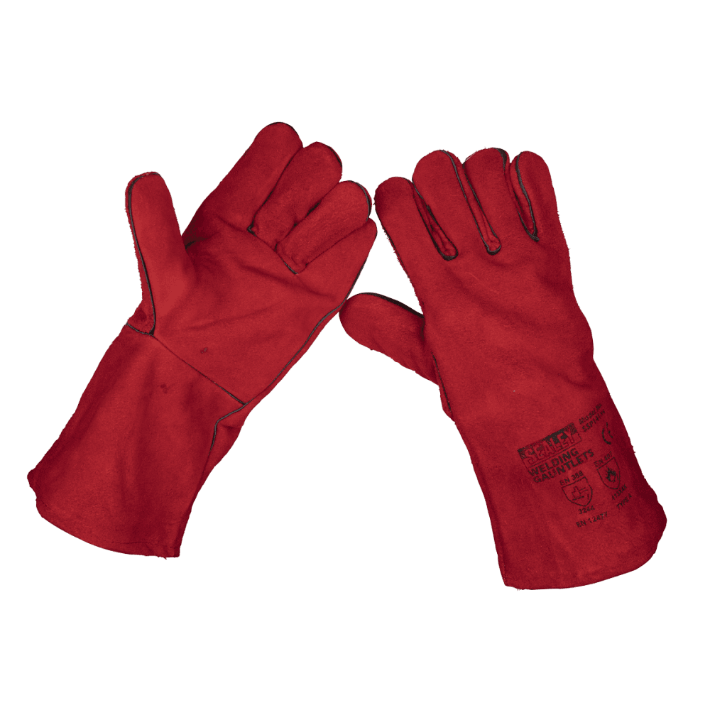 Sealey Leather Welding Gauntlets Lined Pair Model No-SSP141
