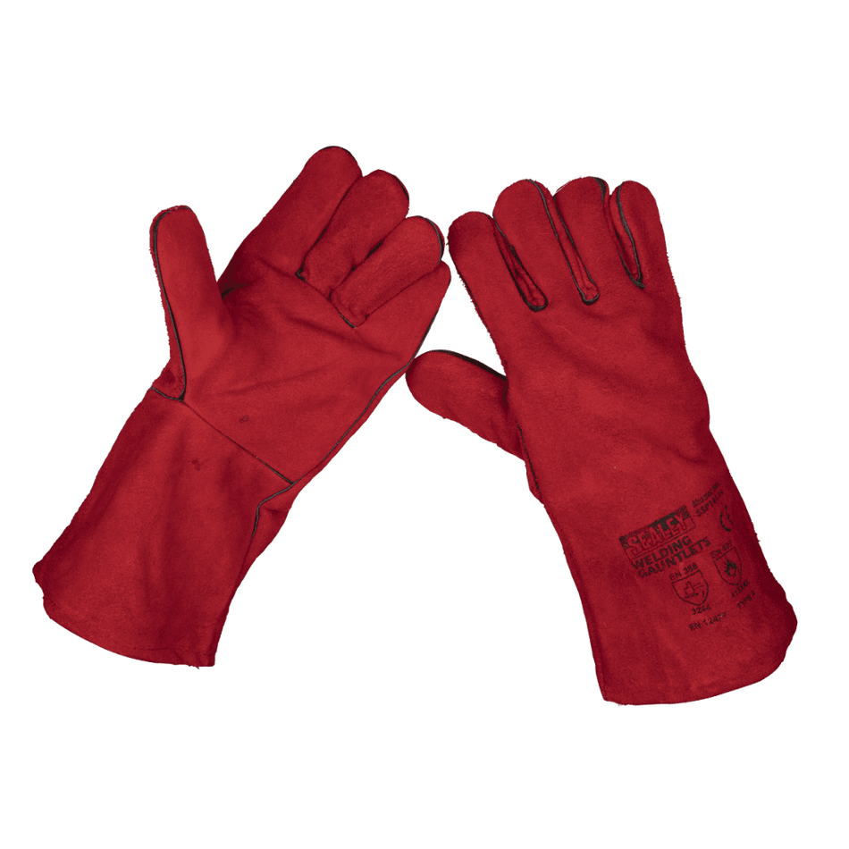 Sealey Leather Welding Gauntlets Lined Pair Model No-SSP141