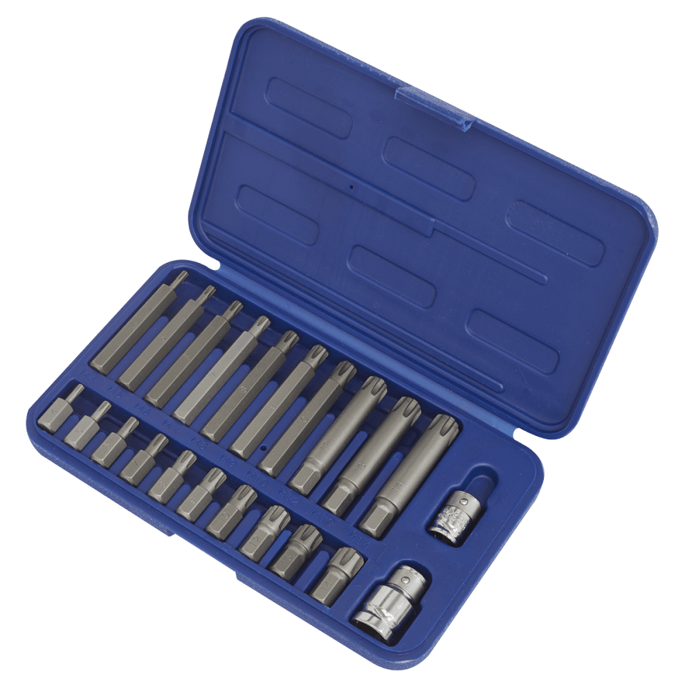 Sealey Ribe Bit Set 22pc 3/8" & 1/2"Sq Drive Model No-SX105