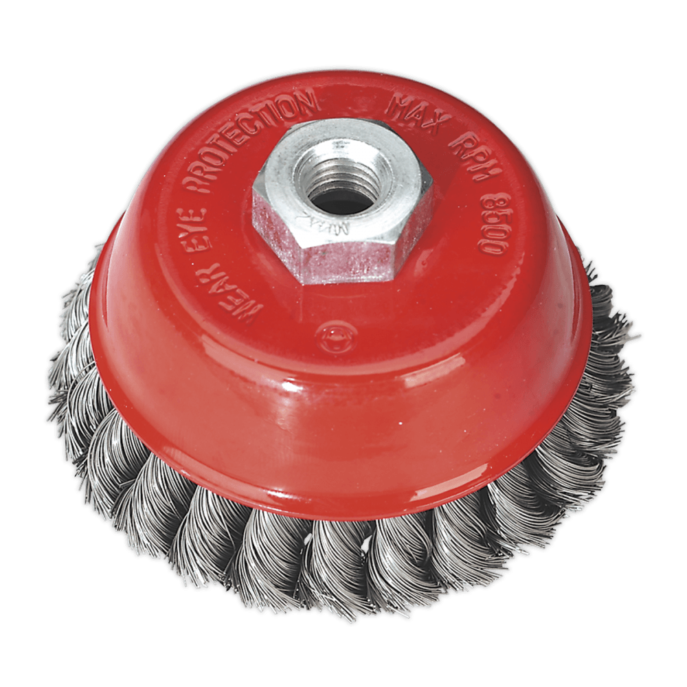 Sealey Twist Knot Wire Cup Brush 100mm M14 x 2mm Model No-TKCB100