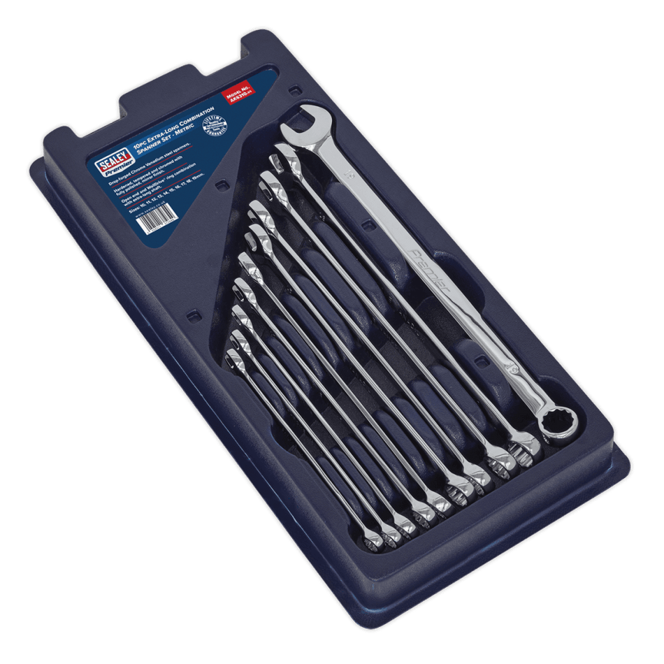 Sealey Combination Spanner Set 10pc Extra-Long Metric Model No-AK6310