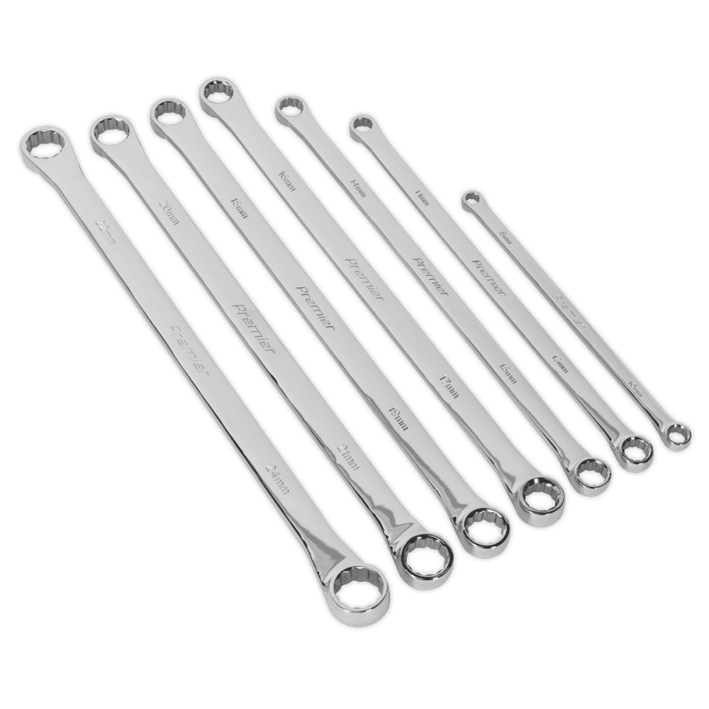 Sealey Double End Ring Spanner Set 7pc Extra-Long Metric Model No-AK6311