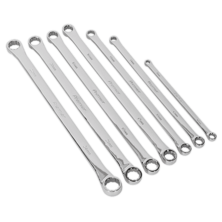 Sealey Double End Ring Spanner Set 7pc Extra-Long Metric Model No-AK6311
