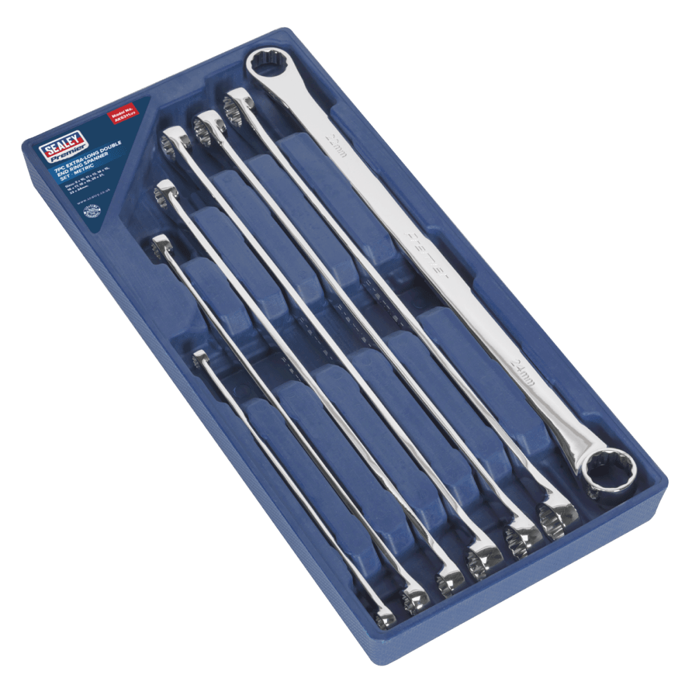 Sealey Double End Ring Spanner Set 7pc Extra-Long Metric Model No-AK6311