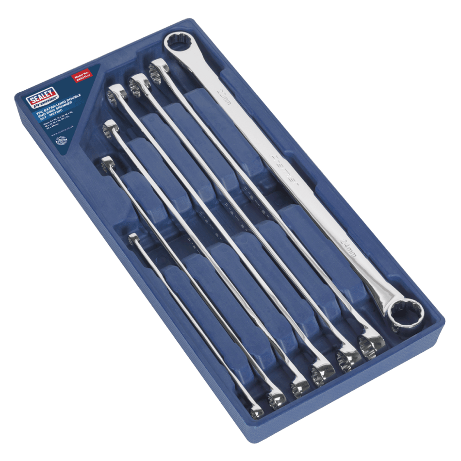 Sealey Double End Ring Spanner Set 7pc Extra-Long Metric Model No-AK6311