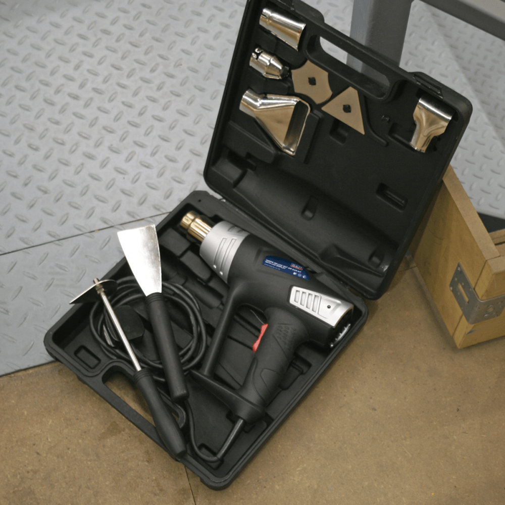 Sealey Deluxe Hot Air Gun Kit with LED Display 2000W 80-600Â¶ÃºC Model No-HS104K