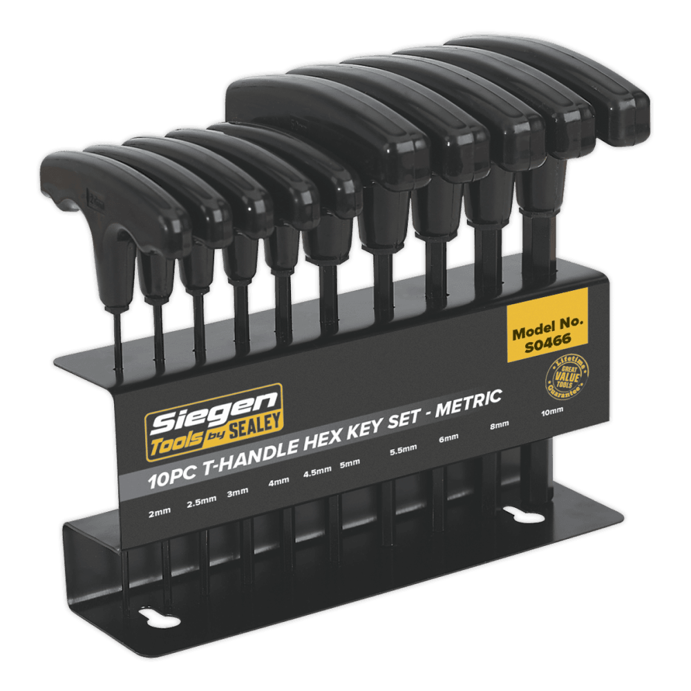 Sealey Hex Key Set 10pc T-Handle - Metric Model No-S0466