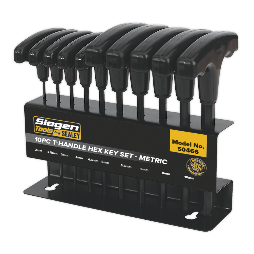 Sealey Hex Key Set 10pc T-Handle - Metric Model No-S0466