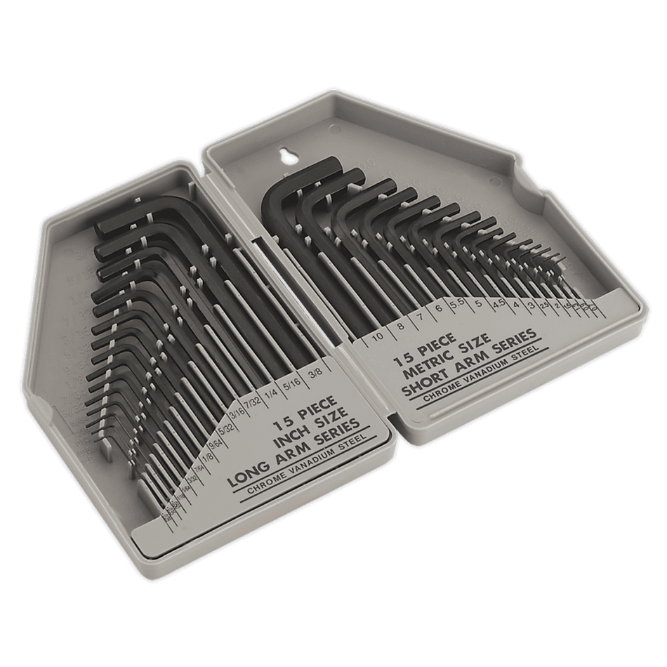 Sealey Hex Key Set 30pc Long/Short Arm - Metric/Imperial Model No-S0484