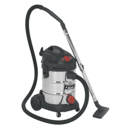 Sealey Vacuum Cleaner Industrial 30ltr 1400W/230V Stainless Bin Auto Start Model No-PC300SDAUTO