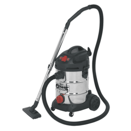 Sealey Vacuum Cleaner Industrial 30ltr 1400W/230V Stainless Bin Auto Start Model No-PC300SDAUTO